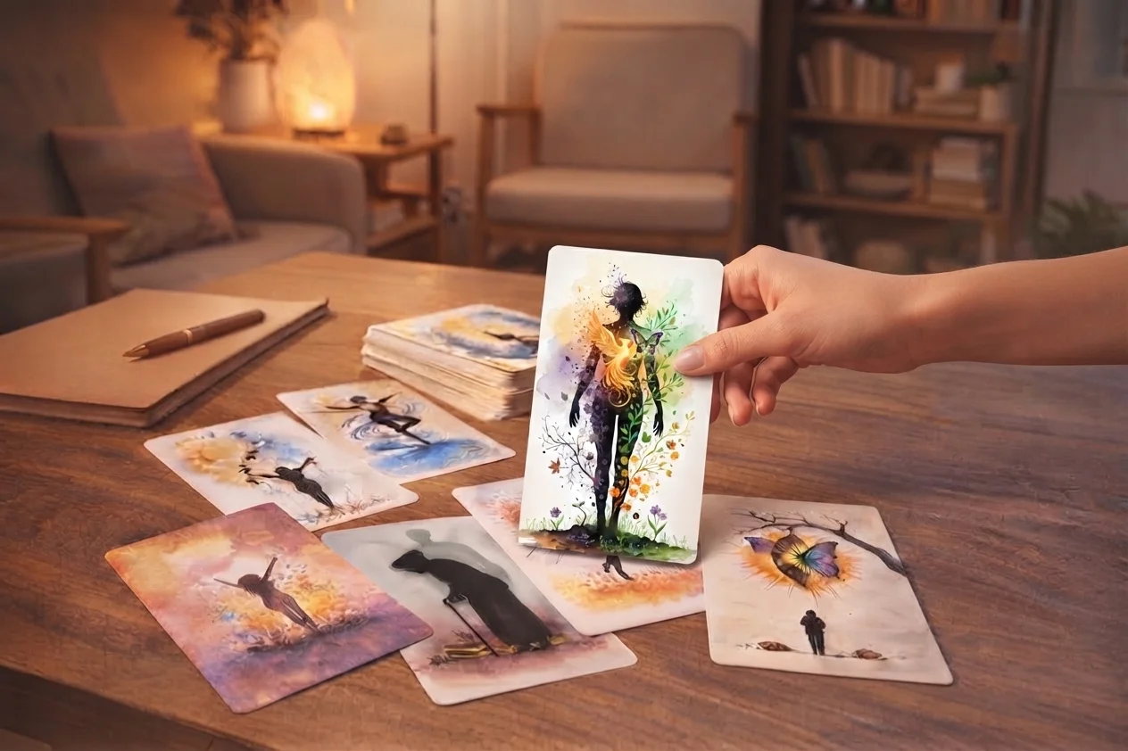 Une main tient une carte du jeu Familys